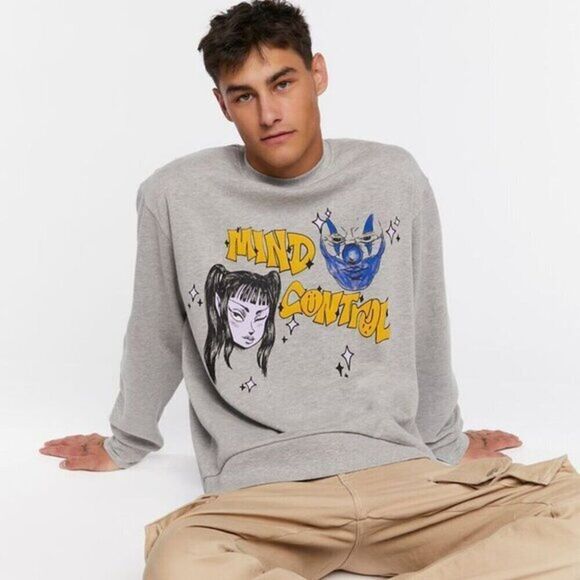 Forever 21 Men's Anime‎ Mind Control Graphic Pullover Sweater Large - Picture 1 of 7